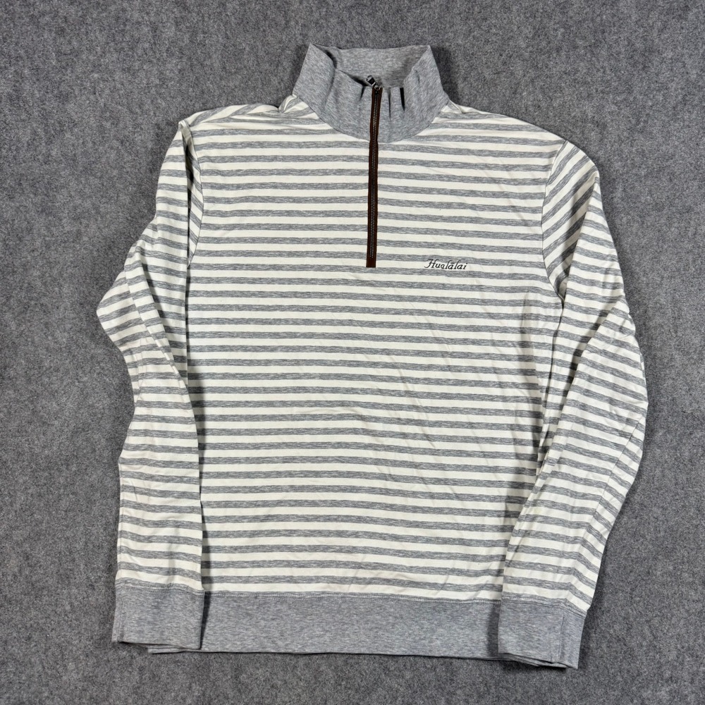 Polo Golf Ralph Lauren Pullover Mens Medium Grey Striped Hualalai Quarter Zip